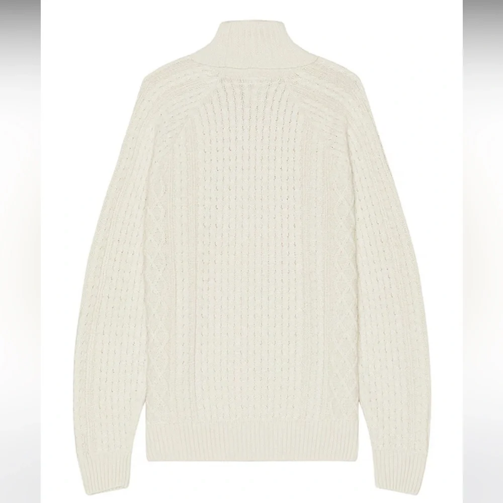 Nike Life Mens Cable Knit Turtleneck Off White Chunky Relaxed Large Sweater NWT
